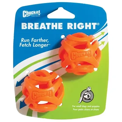 Chuckit Breathe Right Fetch Ball hondenbal 5 cm – set van 2, oranje