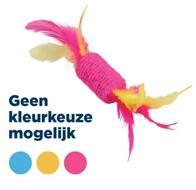 Zolux kattenspeelgoed Elastic snoep 17,5 cm – met veren, assorti