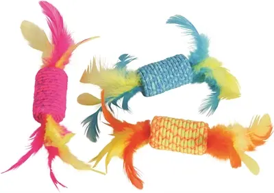 Zolux kattenspeelgoed Elastic snoep 17,5 cm – met veren, assorti - Afbeelding 2