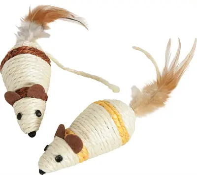 Zolux kattenspeelgoed sisal muis assorti 20 x 5 x 4,5 cm – veren staartje - Afbeelding 4