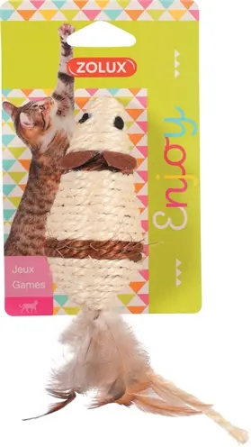 Zolux kattenspeelgoed sisal muis assorti 20 x 5 x 4,5 cm – veren staartje - Afbeelding 5