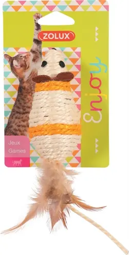 Zolux kattenspeelgoed sisal muis assorti 20 x 5 x 4,5 cm – veren staartje - Afbeelding 6