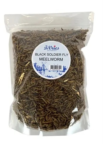 De Vries Black Soldier Fly meelwormen 450 g – 52,6% eiwit, gedroogd