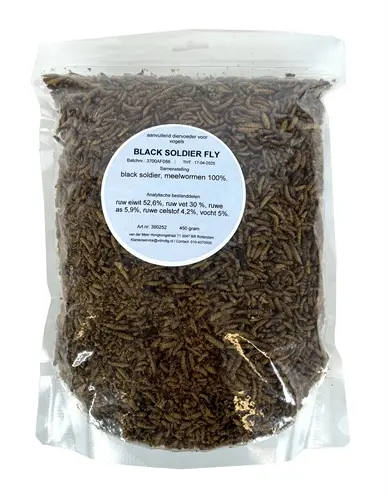De Vries Black Soldier Fly meelwormen 450 g – 52,6% eiwit, gedroogd - Afbeelding 4