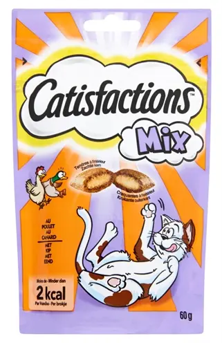 Catisfactions kattensnack kip en eend 60 g – krokant met zachte vulling