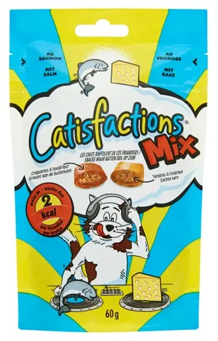 Catisfactions kattensnack zalm en kaas 60 g – krokant met zachte vulling