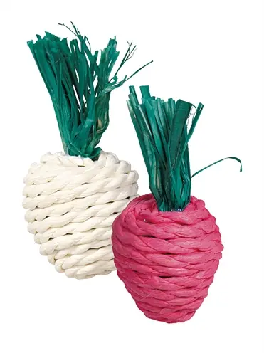 Trixie radijs en rettich van stro 8 cm – 2 stuks knaagspeelgoed