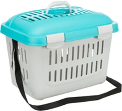 Trixie vervoersbox Midi-Capri lichtgrijs/turquoise 44 x 32 x 33 cm