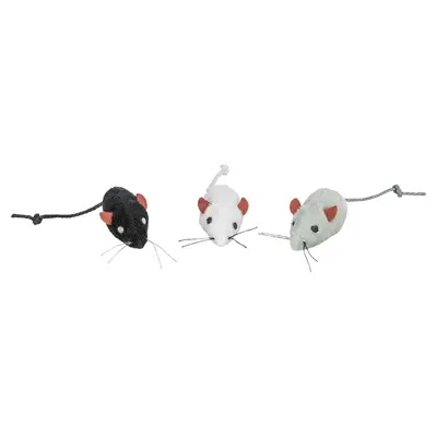 Trixie pluche muizen 5 cm – 160 stuks in tonnetje - Afbeelding 2