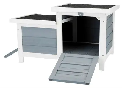 Trixie knaagdierhuis met 2 ingangen grijs/wit 70 x 45 x 43 cm