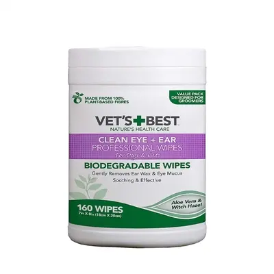 Vet's Best Clean Ear/Eye wipes 160 stuks – plantaardig, hond en kat