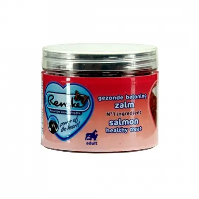 Renske Gezonde Beloning mini hartjes zalm 100 g – graanvrij
