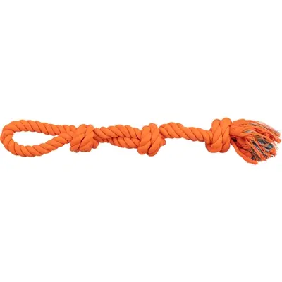 Trixie werp flostouw 3-knoop oranje 60 cm – polyester en katoen