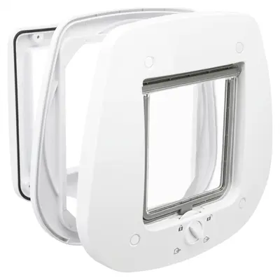 Trixie kattenluik 4-weg voor glas wit 27 x 26 cm – transparante klep