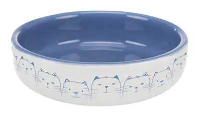 Trixie voerbak/drinkbak kat platte neus lichtblauw/wit 15 cm