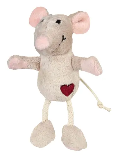 Trixie speelknuffel muis pluche beige met catnip 11 cm