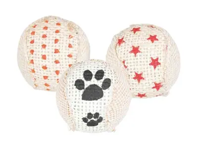 Trixie kattenspeelgoed ratelballen jute 5 x 5 x 5 cm – 3 stuks