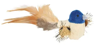 Trixie kattenspeelgoed vogel met veren pluche 8 cm – met catnip