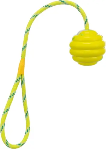 Trixie ringenbal met touw 6 x 30 cm – natuurrubber hondenspeelgoed