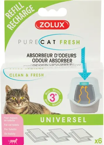 Zolux Clean & Fresh universeel kattenbakfilter actieve kool – 6 stuks