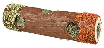 Trixie tunnelbuis met hooi en hibiscus, wortel, erwt 30 x 9 cm
