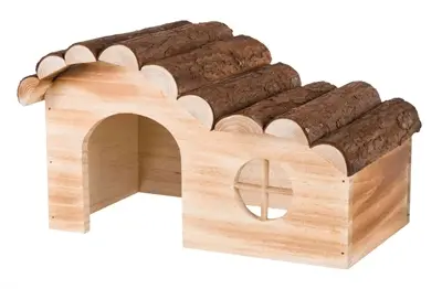 Trixie knaagdierhuis Hanna gevlamd 29 x 18 x 18 cm – dak van schorshout