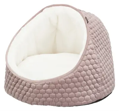 Trixie kattenmand iglo Livia roze/crème 45 x 45 x 33 cm – velours en pluche - Afbeelding 4