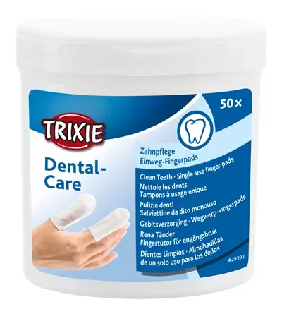 Trixie Dental Care vingerpads 50 stuks – gebitsreiniging met munt