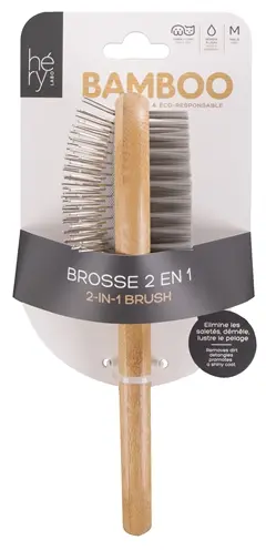 Hery Labo borstel 2-in-1 bamboe – pennen en haren, hond en kat
