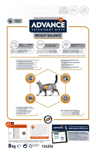 Advance Veterinary Diet kattenvoer Weight Balance 8 kg – overgewicht - Afbeelding 3