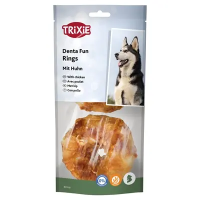 Trixie Denta Fun kauwringen kip 6 cm – 2 stuks, glutenvrij