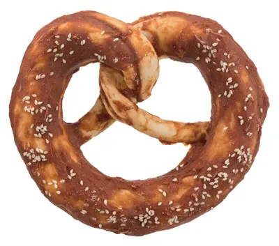 Trixie Denta Fun Pretzels eend 15 cm – runderhuid met eend, 25 stuks