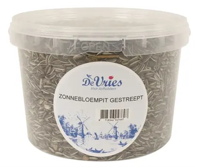 De Vries Zonnebloempit Gestreept 1.3kg - Hersluitbare Emmer