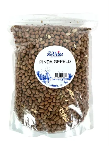 De Vries gepelde pinda's 2 kg – hersluitbare emmer voor buitenvogels