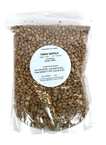 De Vries gepelde pinda's 2 kg – hersluitbare emmer voor buitenvogels - Afbeelding 4