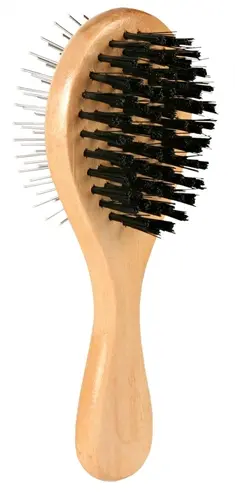 Trixie hondenborstel dubbelzijdig hout 17 x 5 cm – haren en pennen