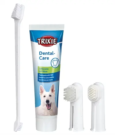 Trixie gebitsverzorgingsset hond 4-delig – tandenborstels en tandpasta