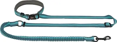 Trixie jogginglijn hond petrol/aqua 133-180 x 2 cm – met schokdemper - Afbeelding 3