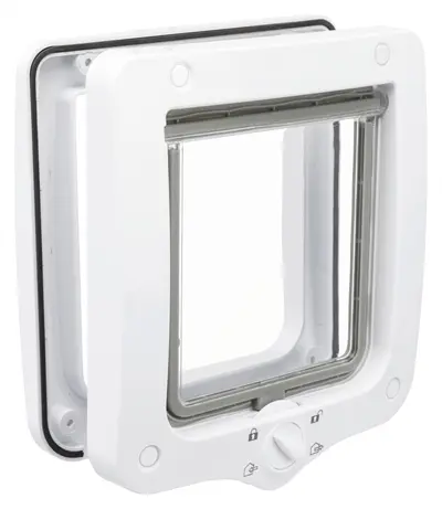 Trixie kattenluik 4-weg wit 22 x 20 cm – geluidsarme klep