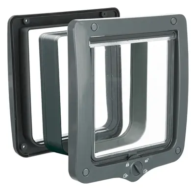 Trixie kattenluik XL 4-weg met tunnel grijs 24 x 28 cm – geluidsarm