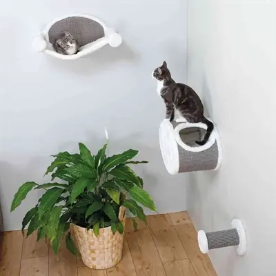 Trixie klimplateau kat voor aan de muur grijs/wit 22 x 18 x 18 cm - Afbeelding 3
