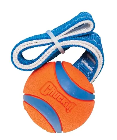 Chuckit Ultra Tug M 26 x 6 x 6 cm – rubberen bal met nylon handvat