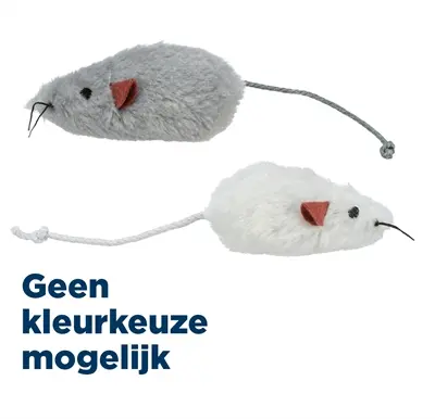 Trixie pluche muizen langharig 9 cm – 48 stuks in ton