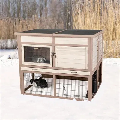 Trixie Natura konijnenhok XL met isolatie grijs 120 x 94 x 98 cm - Afbeelding 2