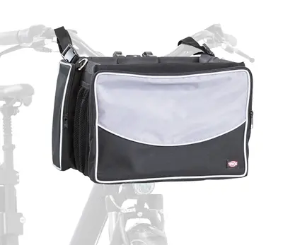 Trixie fietsmand voor aan het stuur nylon zwart/grijs 41 x 26 x 26 cm