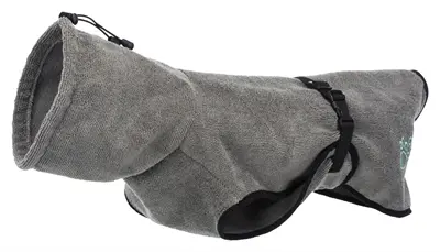 Trixie hondenbadjas badstof grijs M 50 cm – beschermt tegen onderkoeling