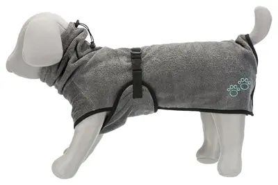 Trixie badjas hond badstof grijs L 60 cm – verstelbare kraag - Afbeelding 4