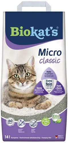 Biokat's Micro Classic kattenbakvulling fijnkorrelig 14 liter
