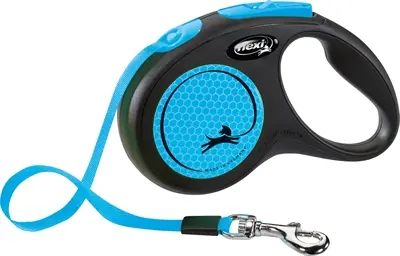 Flexi rollijn New Neon Tape zwart/neonblauw S 5 m – tot 15 kg