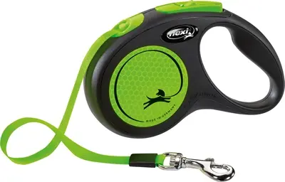 Flexi rollijn New Neon Tape zwart/groen S 5 m – tot 15 kg